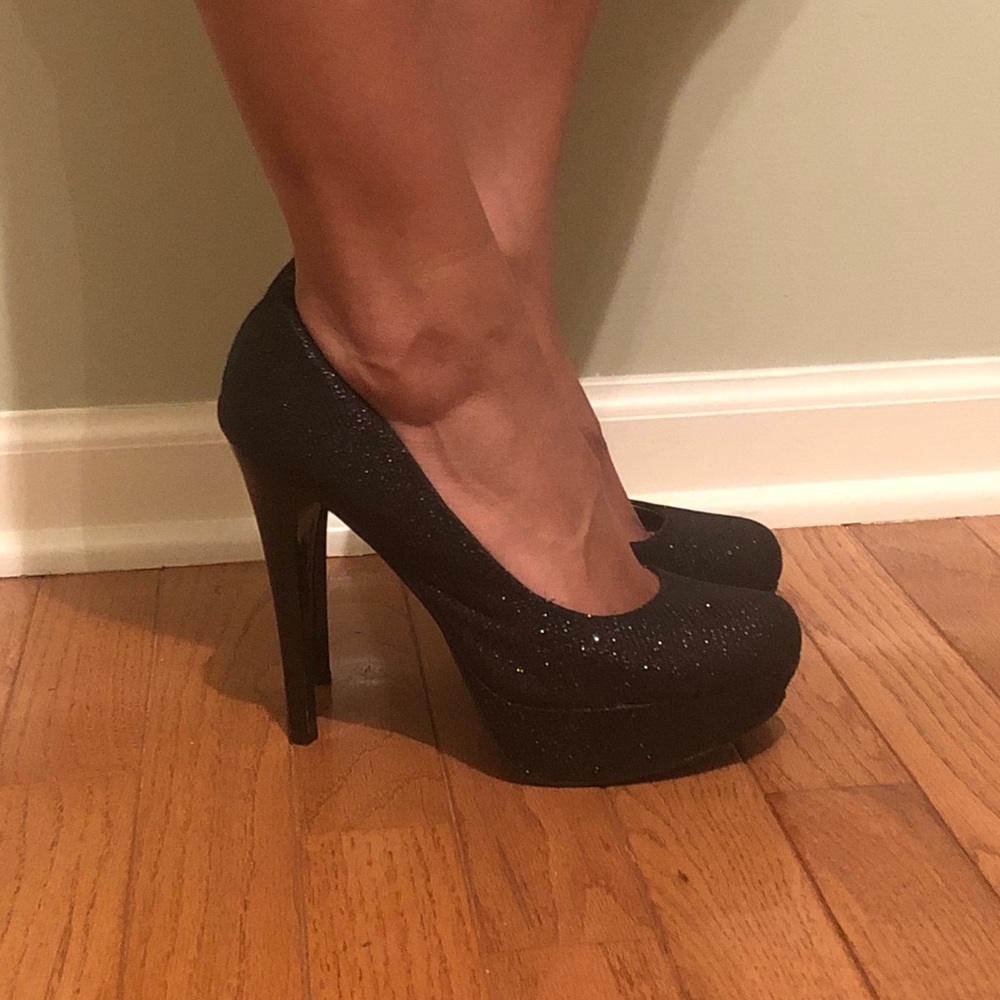 Black sparkly heels